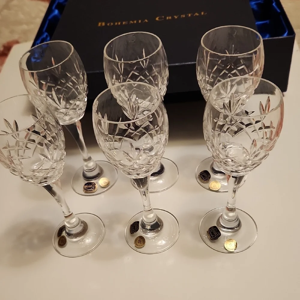 Bohemia 24% PbO Fine Crystal Glasses Set Of 6 ✨️New In Origial Packaging - Picture 3 of 8